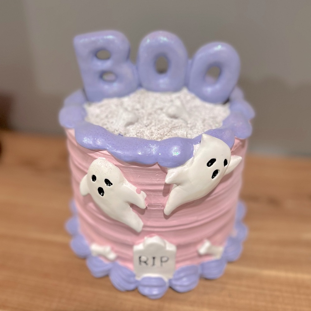 NEW Halloween Pastel Pink & Purple Ghost Cake Decor - Picture 2 of 6